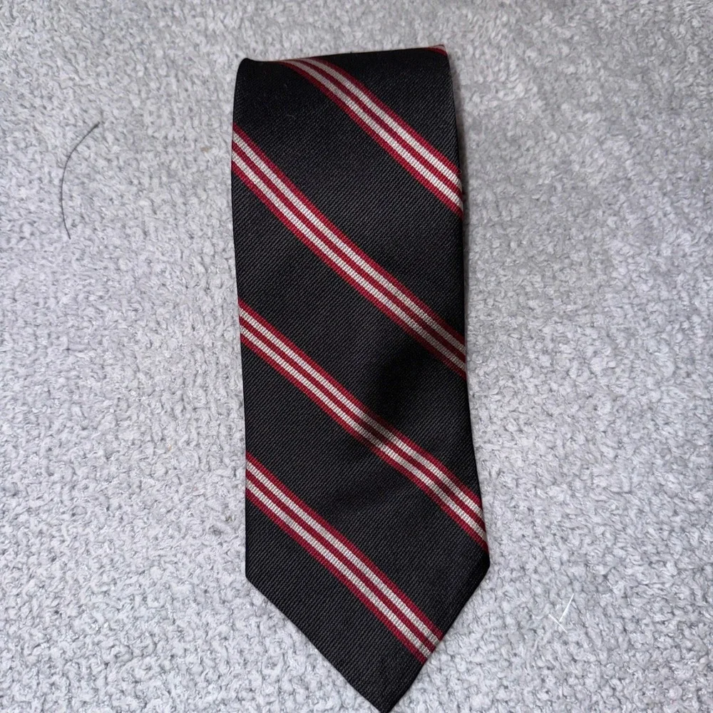 Vtg‎ Wembley Mens Tie Black Red White Striped Necktie Business Formal Office